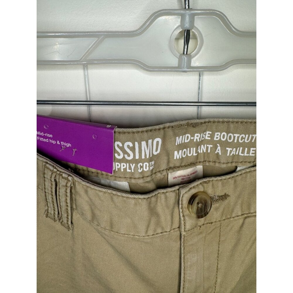 NWT! VTG Mossimo Mid-Rise Bootcut Belted Tan Khaki Beige Chino Pants - Size 6 - Picture 3 of 4